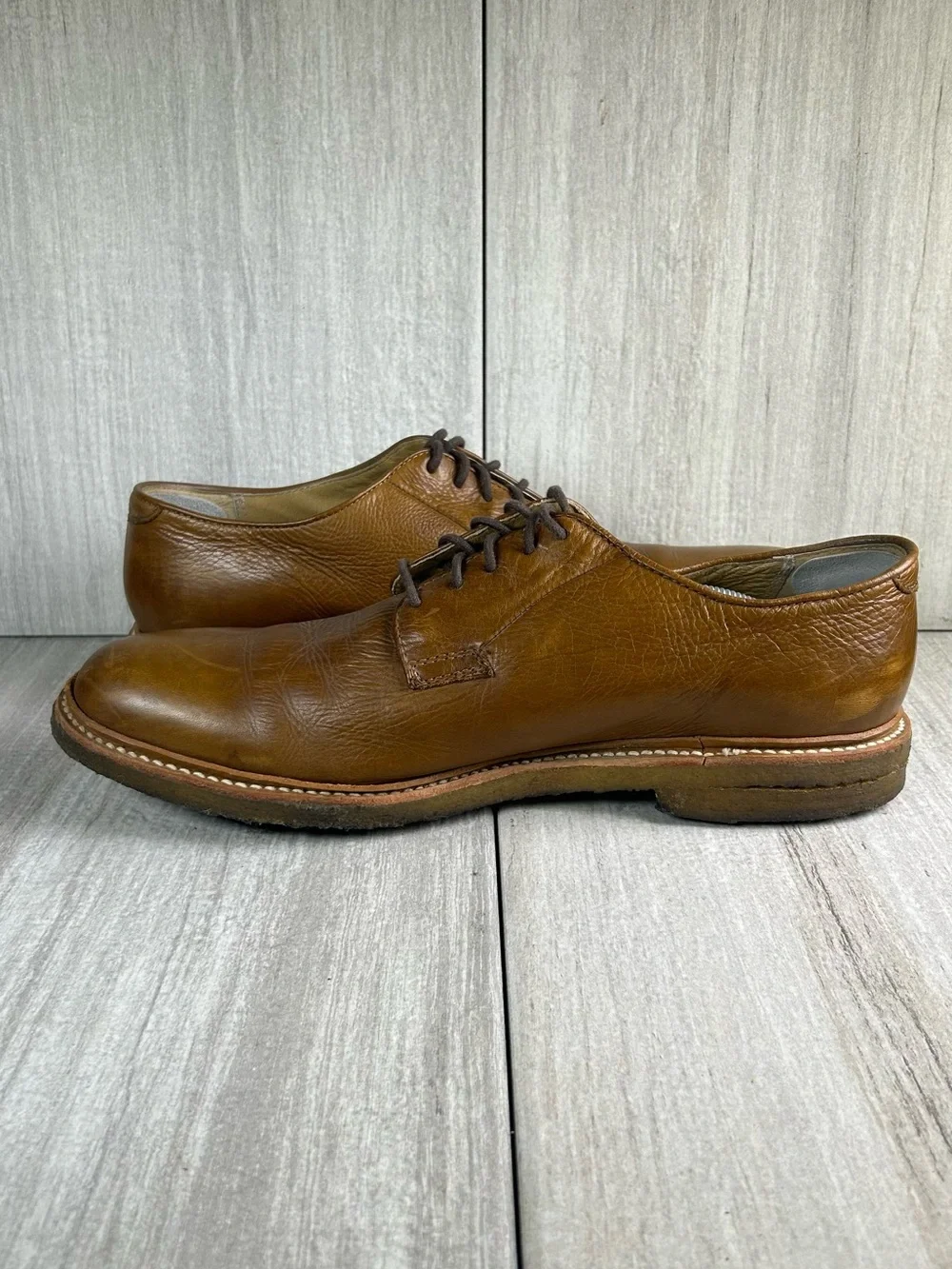FRYE James Crepe Cognac Leather Dress Oxford Shoe Derby Lace Up Mens Size 13
